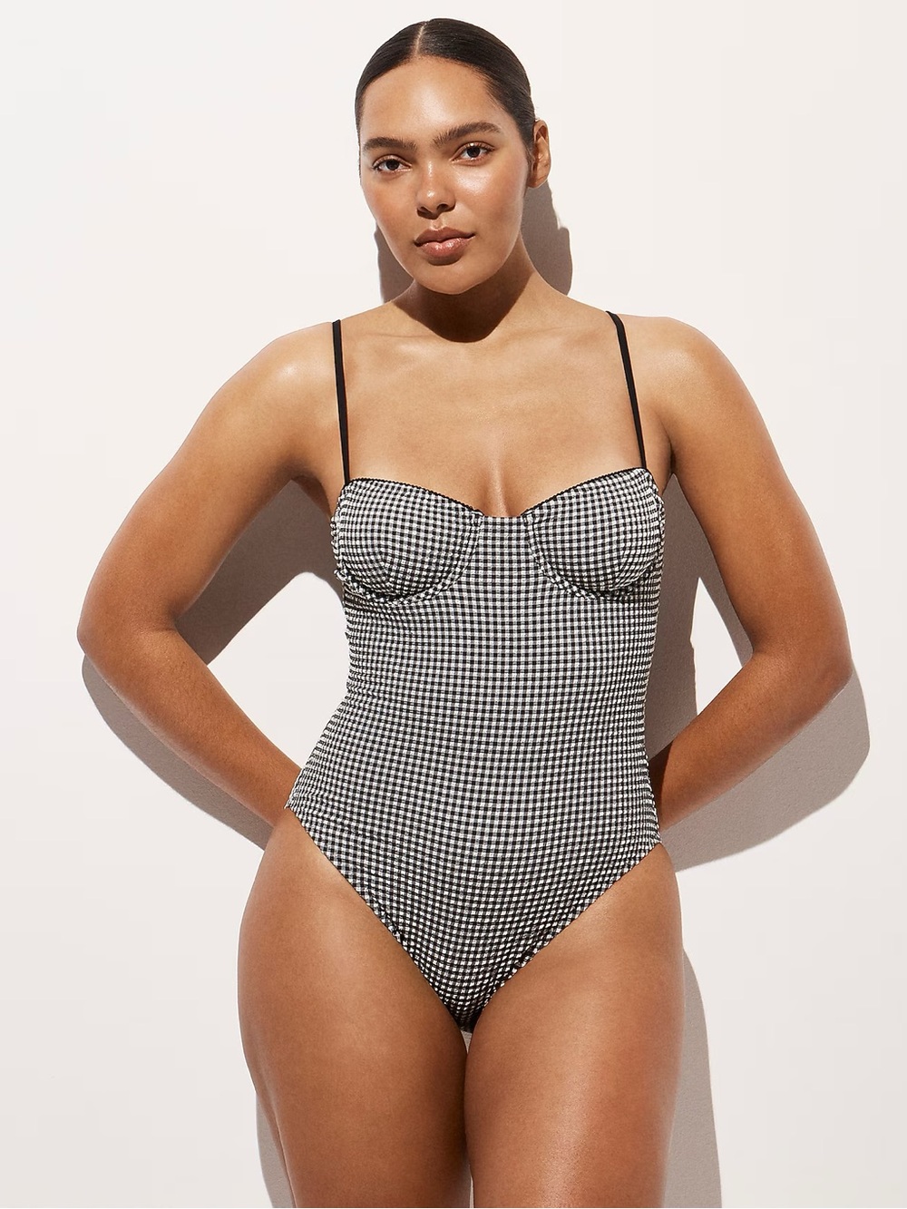 NWT J Crew Balconette Underwire Gingham Swimsuit
